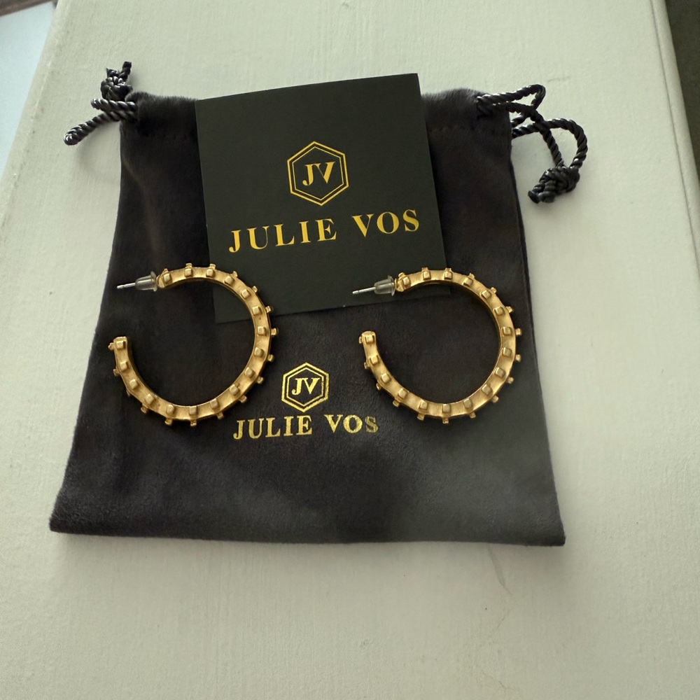 Julie Vos Gold Textured Hoop Earrings